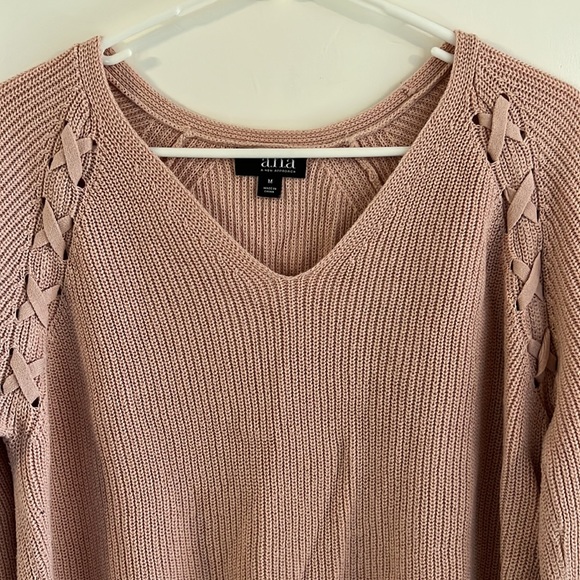 a.n.a. Light Pink V-Neck Ribbon Sweater - Picture 4 of 12